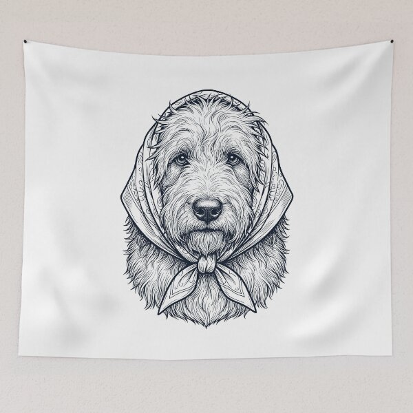 Item preview, Funny Old English Sheepdog Babushka Dog Mom designed and sold by DoodleTortle.