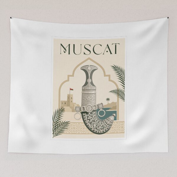 Item preview, Muscat Oman Travel Poster Khanjar Art designed and sold by Beyond Destinations.