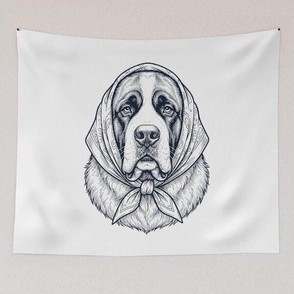 Item preview, Funny Saint Bernard Babushka Dog Mom designed and sold by DoodleTortle.