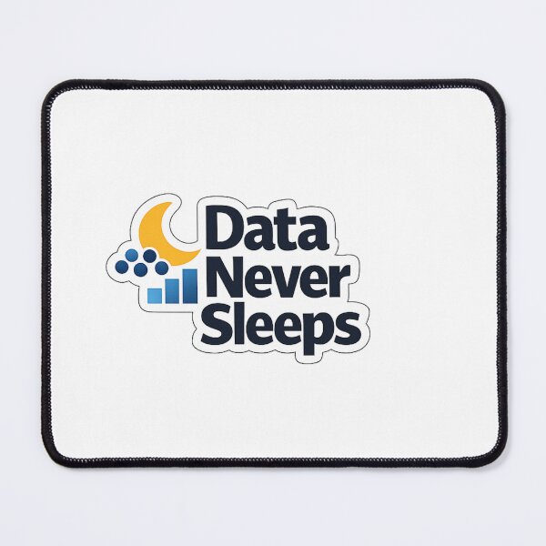 Item preview, Data Never Sleeps – Tech Humor Sticker designed and sold by BrightMindPrint.