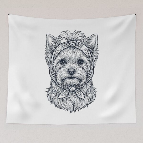 Aperçu de l'œuvre Maman de chien drôle Yorkshire Terrier Babushka créée et vendue par DoodleTortle.