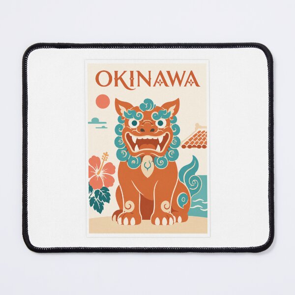 Item preview, Okinawa Japan Travel Poster Shisa Lion Art designed and sold by Beyond Destinations.