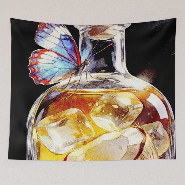 Item preview, Surreal Tropical Elixir – Coconut Bottle and Butterfly Art designed and sold by Hen-C-Art.