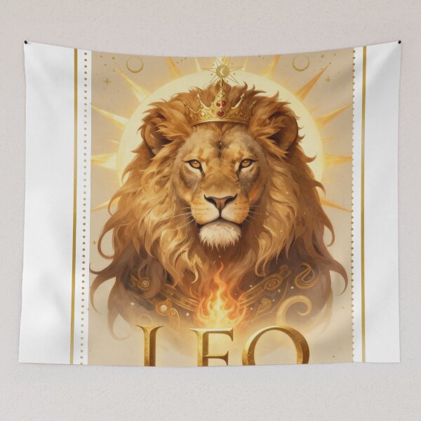 Item preview, Leo Zodiac King Aesthetic - Sun Lion and Fire Gold Art designed and sold by Atlasoloji.