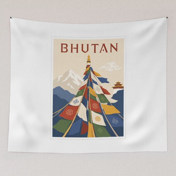 Item preview, Bhutan Prayer Flags Himalayan Mountains Travel Poster designed and sold by Beyond Destinations.