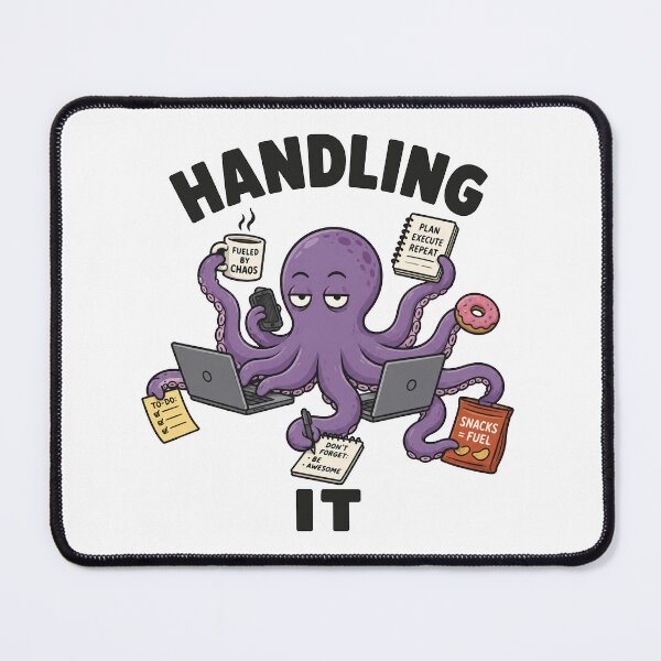 Item preview, Multitasking Octopus – Funny Overworked Chaos Meme Design designed and sold by Vector Habit.