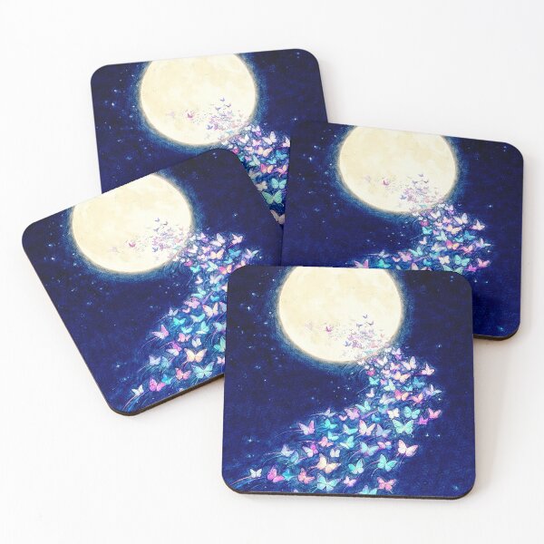 Item preview, Moonlight Butterfly Swarm – Celestial Magical Night Art designed and sold by Hen-C-Art.