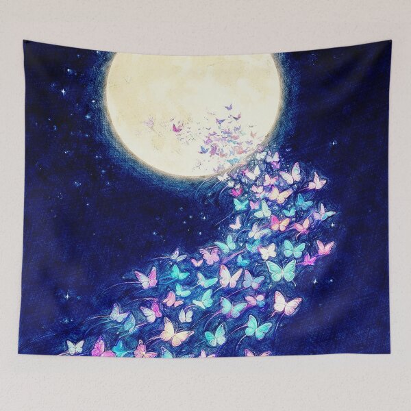 Item preview, Moonlight Butterfly Swarm – Celestial Magical Night Art designed and sold by Hen-C-Art.
