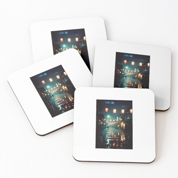 Item preview, Japanese Street Red Lanterns Rainy Night Lo-fi designed and sold by lofiasia.