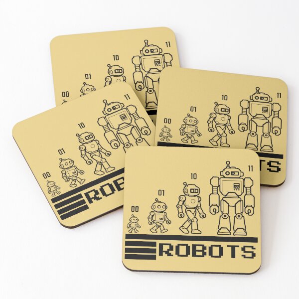 Item preview, 01 10 11 Binary Code Robots Coder Software Engineer Brown designed and sold by SchlossInspire.