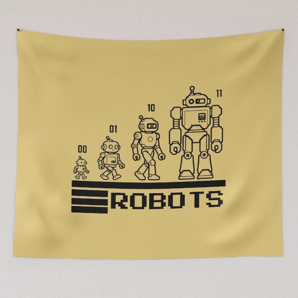 Item preview, 01 10 11 Binary Code Robots Coder Software Engineer Brown designed and sold by SchlossInspire.
