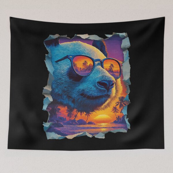 Item preview, Panda with Sunglasses Sunset Beach Tropical Animal Summer designed and sold by Littermin.