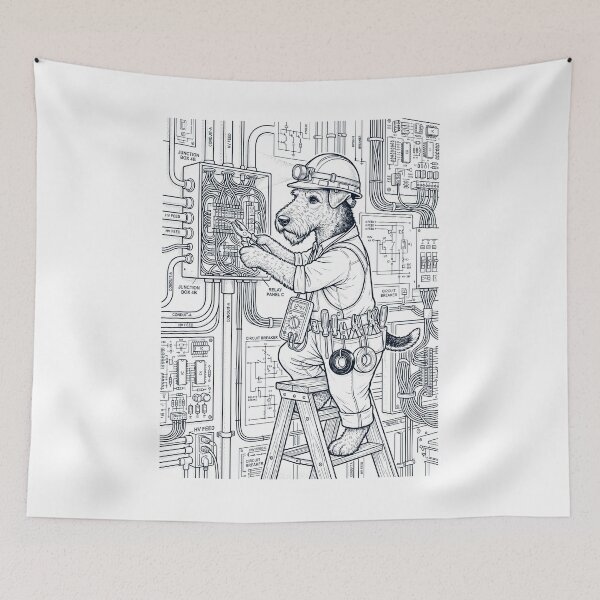 Item preview, Vintage Airedale Terrier Electrician Dog Dad Mom Lover designed and sold by DoodleTortle.
