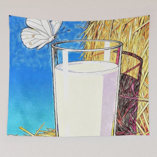 Item preview, Rustic Milk Glass and White Butterfly – Cottagecore Farm Art designed and sold by Hen-C-Art.