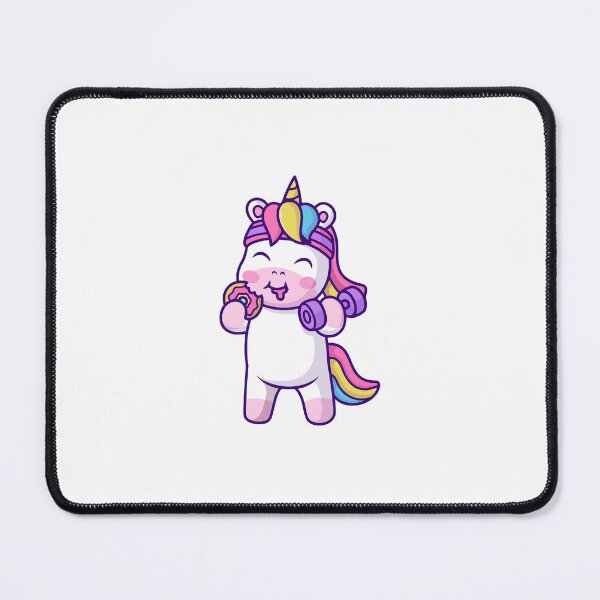 Item preview, Funny Gym Unicorn Eating Donut Fitness Cartoon designed and sold by Jerbilsmouse.