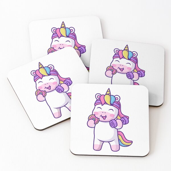 Item preview, Funny Gym Unicorn Eating Donut Fitness Cartoon designed and sold by Jerbilsmouse.