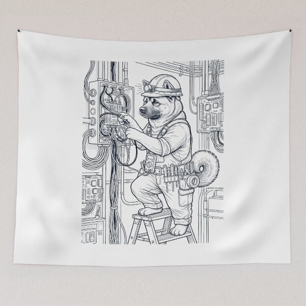 Item preview, Vintage Akita Electrician Dog Dad Mom Lover designed and sold by DoodleTortle.