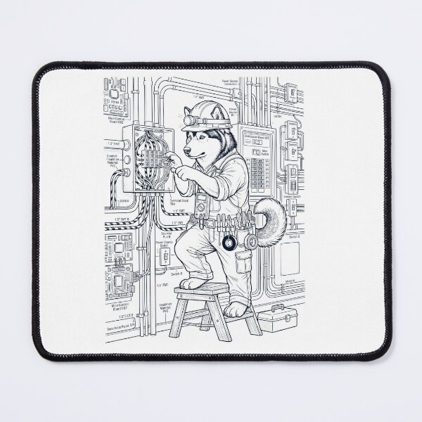 Item preview, Vintage Alaskan Malamute Electrician Dog Dad Mom Lover designed and sold by DoodleTortle.