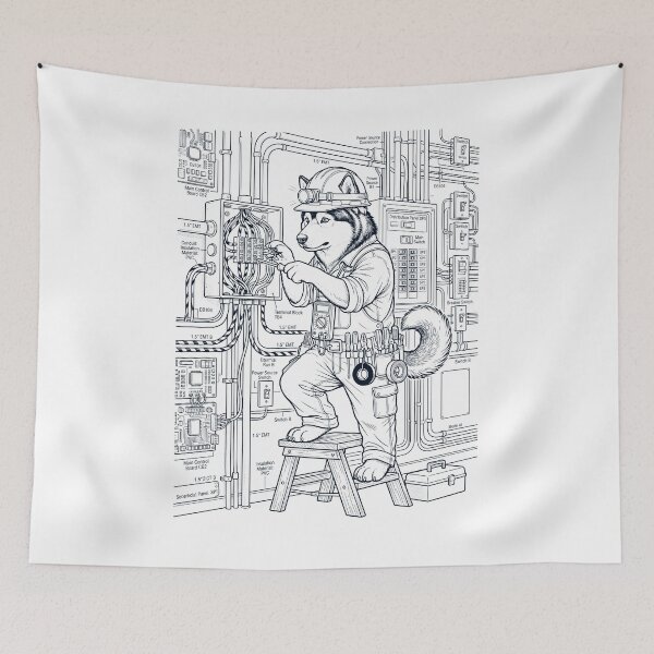 Item preview, Vintage Alaskan Malamute Electrician Dog Dad Mom Lover designed and sold by DoodleTortle.