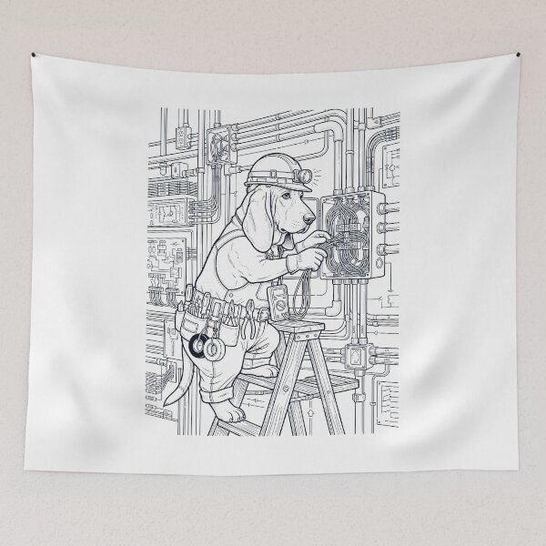 Item preview, Vintage Basset Hound Electrician Dog Dad Mom Lover designed and sold by DoodleTortle.