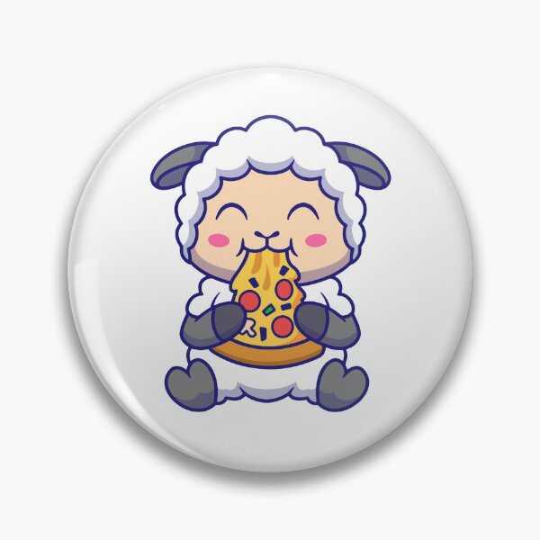 Item preview, Cute Sheep Eating Pizza Slice Cartoon designed and sold by Jerbilsmouse.