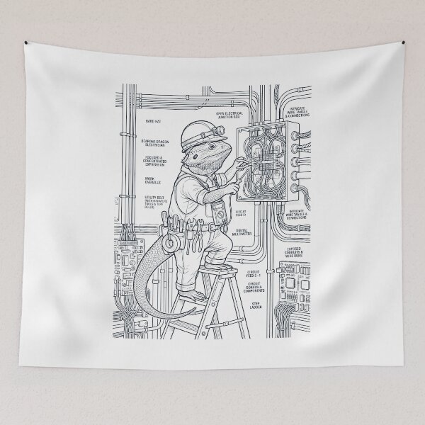 Item preview, Vintage Bearded Dragon Electrician Animal Lover designed and sold by DoodleTortle.