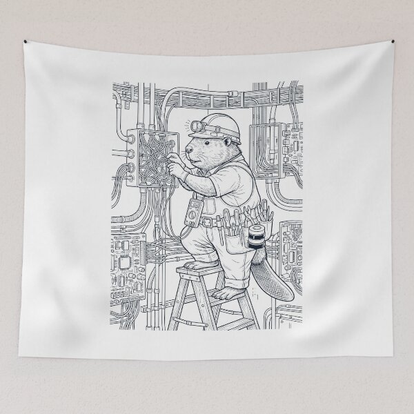 Item preview, Vintage Beaver Electrician Animal Lover designed and sold by DoodleTortle.