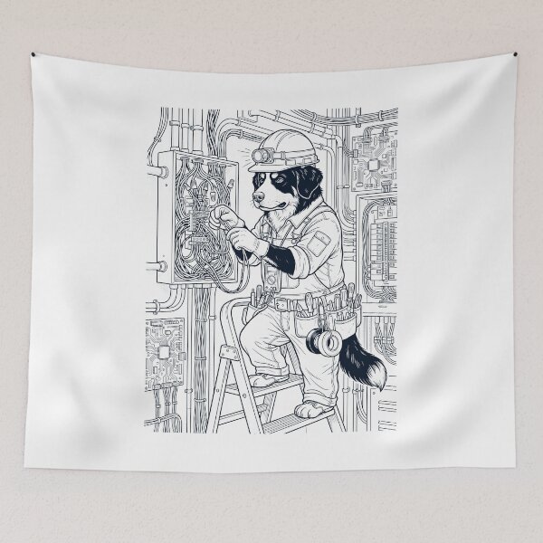 Item preview, Vintage Bernese Mountain Dog Electrician Dog Dad Mom Lover designed and sold by DoodleTortle.
