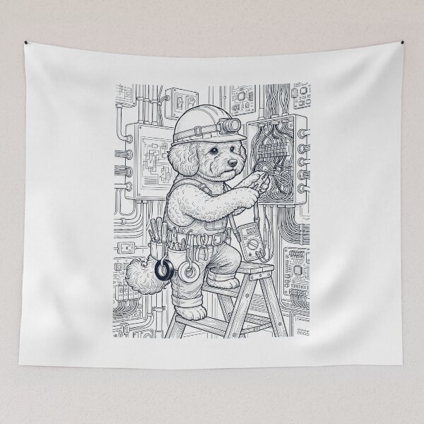 Item preview, Vintage Bichon Frise Electrician Dog Dad Mom Lover designed and sold by DoodleTortle.
