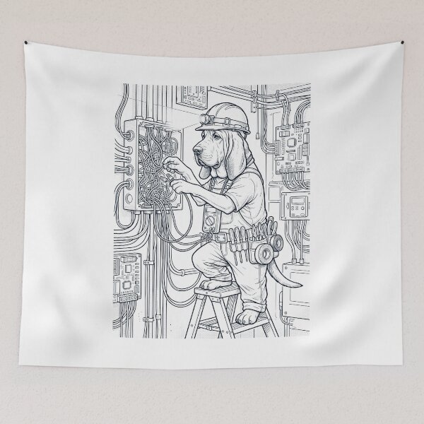 Item preview, Vintage Bloodhound Electrician Dog Dad Mom Lover designed and sold by DoodleTortle.