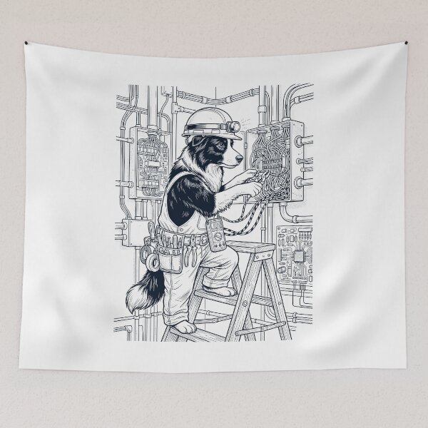 Item preview, Vintage Border Collie Electrician Dog Dad Mom Lover designed and sold by DoodleTortle.