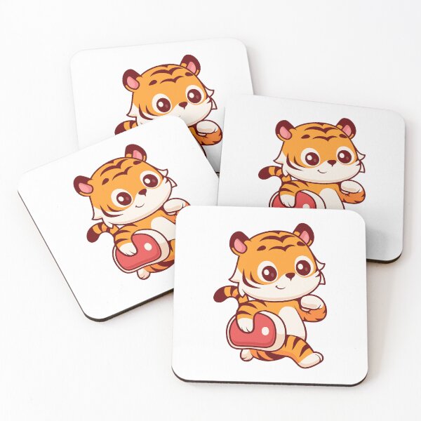 Item preview, Cute Baby Tiger Running with Meat Steak designed and sold by Jerbilsmouse.