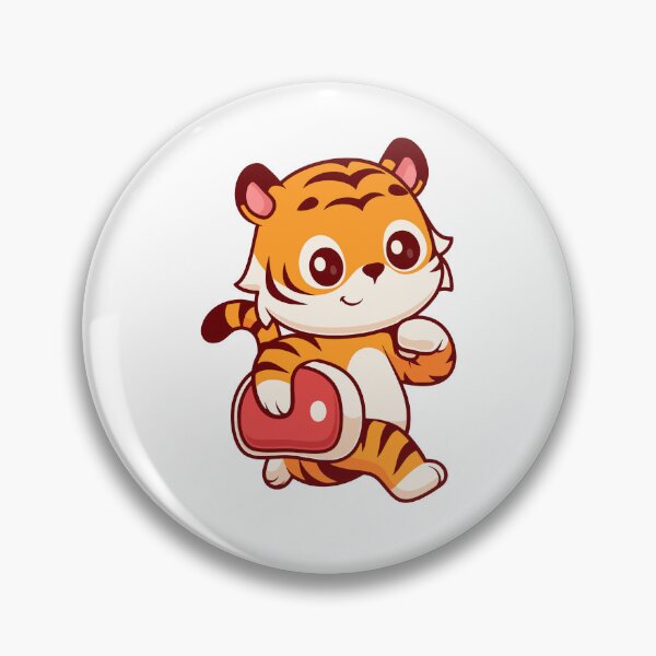 Item preview, Cute Baby Tiger Running with Meat Steak designed and sold by Jerbilsmouse.