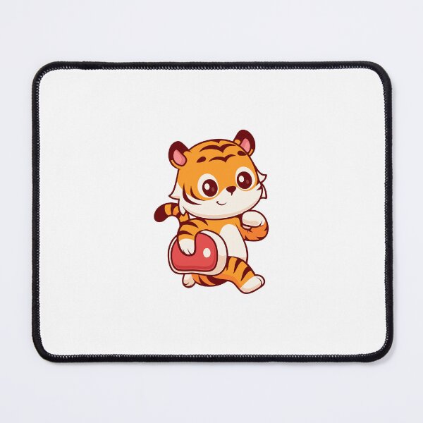 Item preview, Cute Baby Tiger Running with Meat Steak designed and sold by Jerbilsmouse.