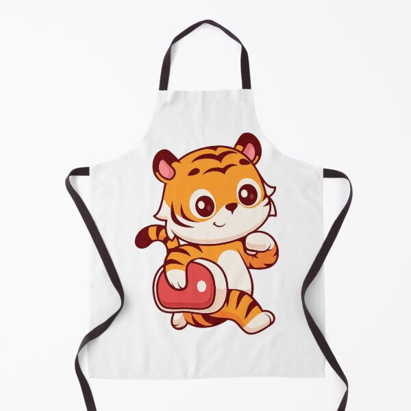 Item preview, Cute Baby Tiger Running with Meat Steak designed and sold by Jerbilsmouse.