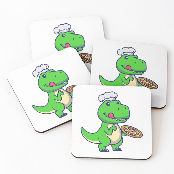 Item preview, Cute T-Rex Dinosaur Pizza Chef Cartoon designed and sold by Jerbilsmouse.
