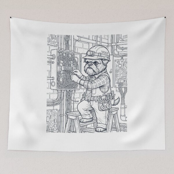 Item preview, Vintage Brussels Griffon Electrician Dog Dad Mom Lover designed and sold by DoodleTortle.