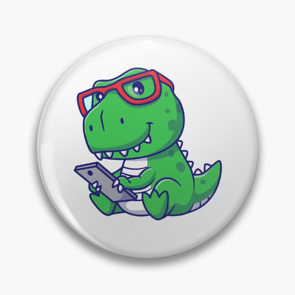 Item preview, Cute Nerd T-Rex Dinosaur Using Smartphone designed and sold by Jerbilsmouse.