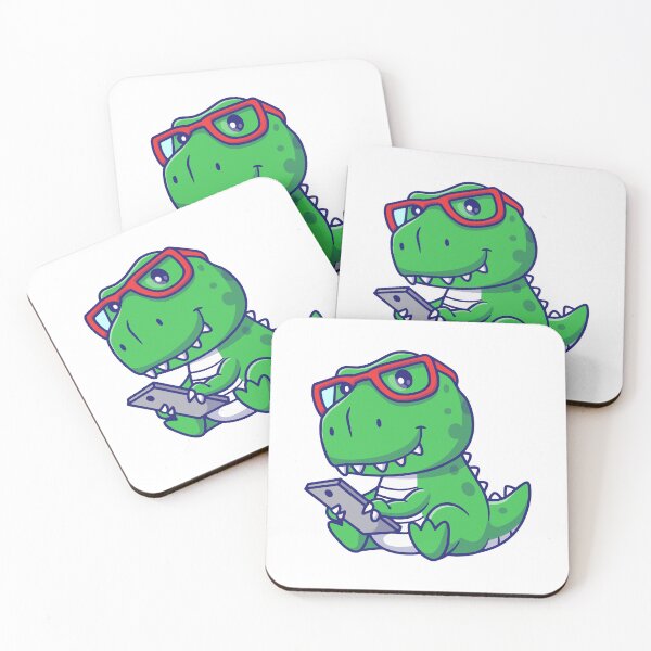 Item preview, Cute Nerd T-Rex Dinosaur Using Smartphone designed and sold by Jerbilsmouse.