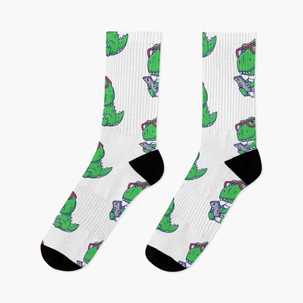 Item preview, Cute Nerd T-Rex Dinosaur Using Smartphone designed and sold by Jerbilsmouse.