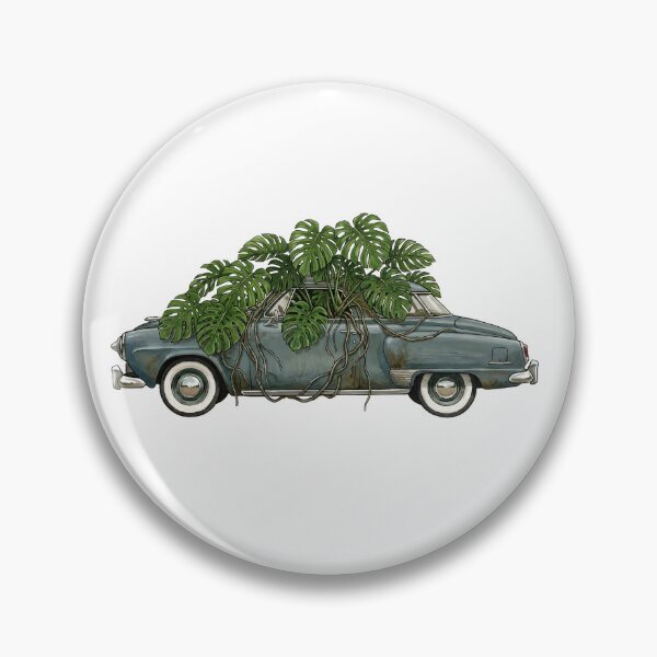 Item preview, Vintage Two-Door Coupe with Monstera — Blue Art Print designed and sold by WildRelicsArt.