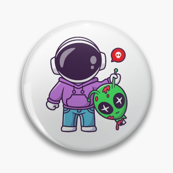 Item preview, Cute Space Astronaut Holding Defeated Alien Cartoon designed and sold by Jerbilsmouse.