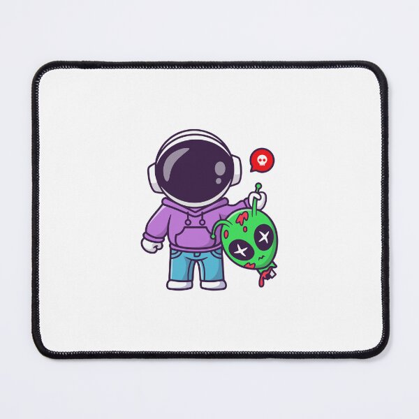 Item preview, Cute Space Astronaut Holding Defeated Alien Cartoon designed and sold by Jerbilsmouse.