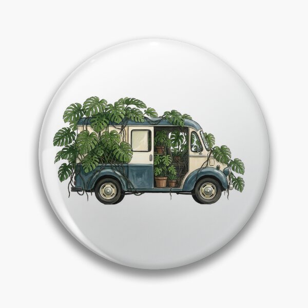 Item preview, Vintage Delivery Truck with Monstera — Blue Art Print designed and sold by WildRelicsArt.
