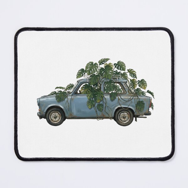 Item preview, Vintage East German Compact with Monstera — Blue Art Print designed and sold by WildRelicsArt.