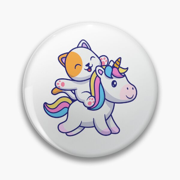 Item preview, Cute Cat Riding Magical Rainbow Unicorn Cartoon designed and sold by Jerbilsmouse.