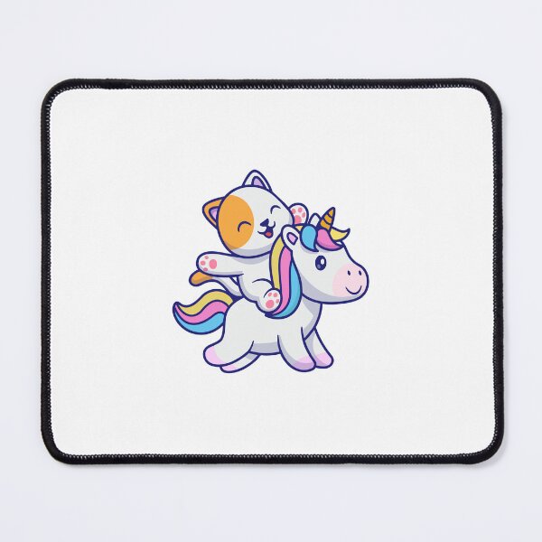 Item preview, Cute Cat Riding Magical Rainbow Unicorn Cartoon designed and sold by Jerbilsmouse.