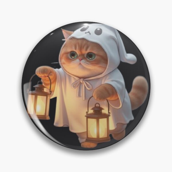 Item preview, Cute Ghost Cat Holding Two Lanterns designed and sold by Moody Vibes Studio.