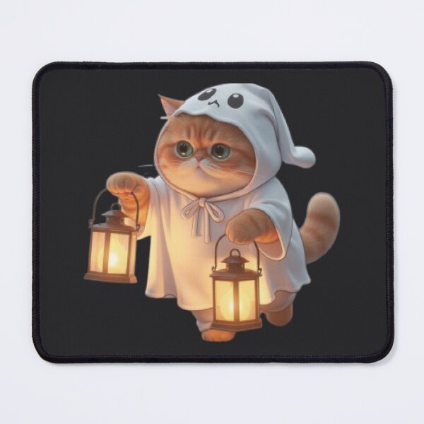Item preview, Cute Ghost Cat Holding Two Lanterns designed and sold by Moody Vibes Studio.