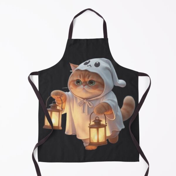 Item preview, Cute Ghost Cat Holding Two Lanterns designed and sold by Moody Vibes Studio.